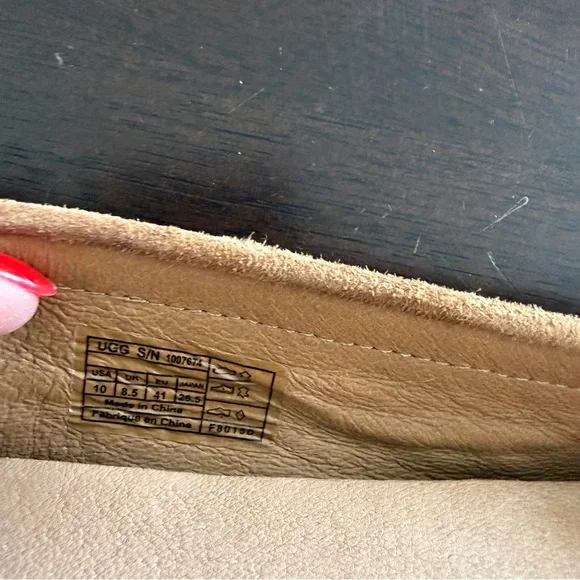 UGG Chestnut Suede Moccasin Flats with Pink Accent - Picture 8 of 8